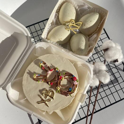 Набор на Пасху: Бенто торт и 4 пирожных картошка Маме, дочке, жене,бабушке