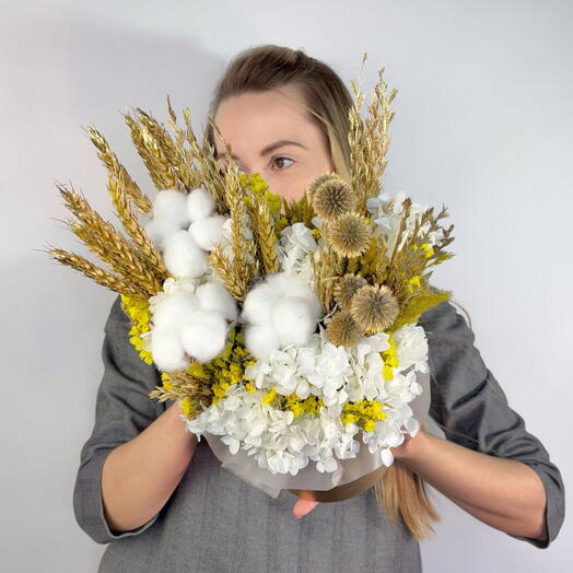 Композиция дофаминовая из сухоцветов «Золото Каира» от XOFLOWERS