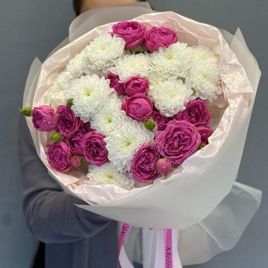 Пион роза и хризантема💕