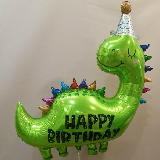 Шар динозавр зеленый «HAPPY BIRTHDAY