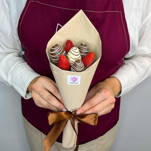 Ramo de fresa, fresa cubierta de chocolate, ramo de fresa, ramo comestible, ramo dulce Pequeño milagro 4