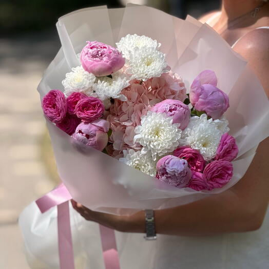 Букет облако нежности с пионами 🌸