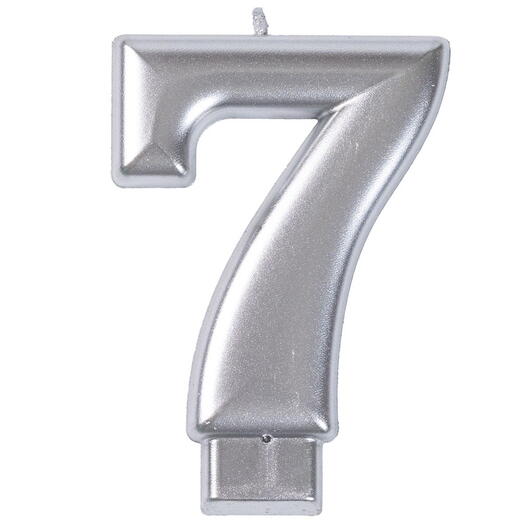 Свеча для торта «Цифра 7», серебристая, 8 см