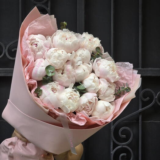 Букет 🌸💗 «Облако в пудровых тонах» 💗🌸 из пионов с эвкалиптом
