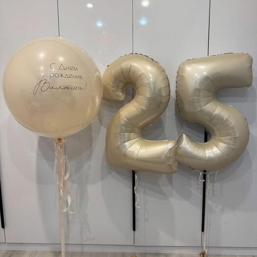 Воздушные шары на 25 лет "Пудра"