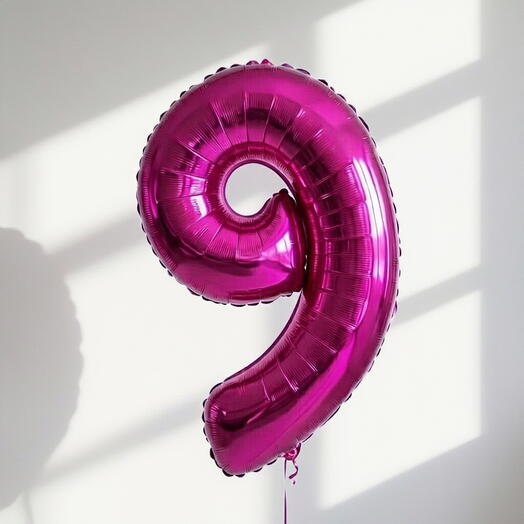 Фольгированная цифра «9» фуксия, 102 см