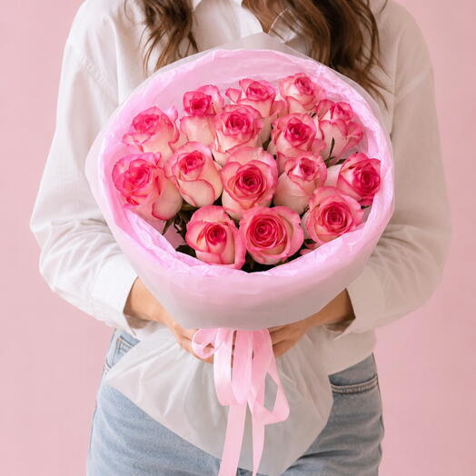15 розовых роз Джумилия💗