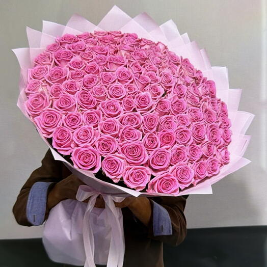101 Роза розовые розы аква премиум