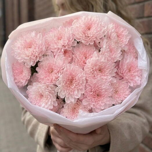 Нежный букет из кустовой нежно - розовой хризантемы🌸