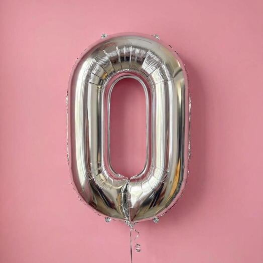 Шар цифра серебро «0»