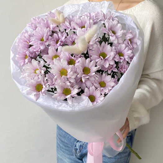 Букет-комплимент из 3 кустовых хризантем💜