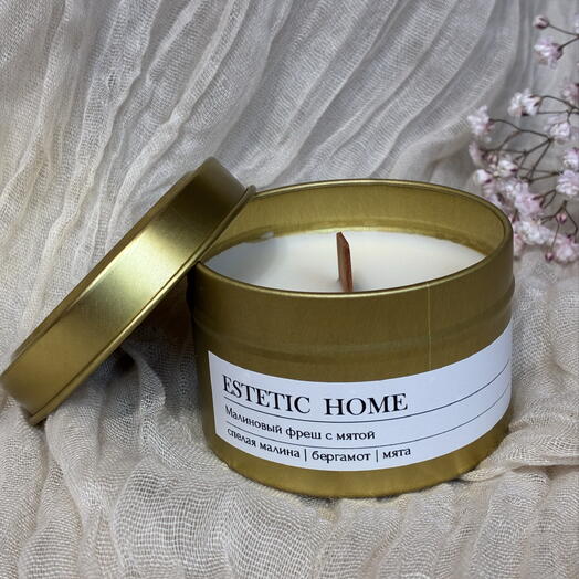 Аромасвеча ручной работы  ESTETIC HOME Малиновый фреш с мятой