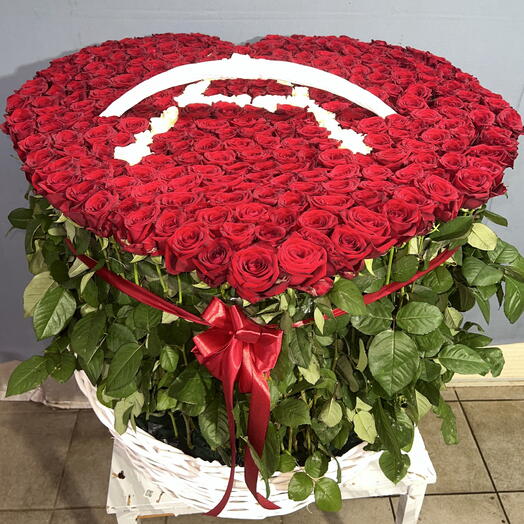 💖301 РОЗА В КОРЗИНЕ С СЕРДЦЕМ🌹