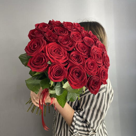 Монобукет бордовый ♥️ Роза сорт Ред Наоми ♥️♥️♥️ 25 шт