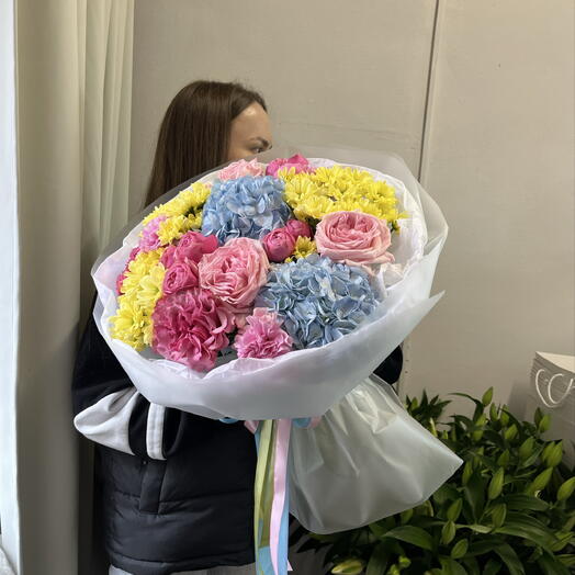 Дофаминовый букет 🌈 : пионовидные прозы, гортензии, хризантемы