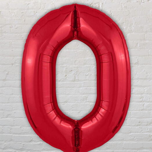 Шар цифра 0 красная , 102 см
