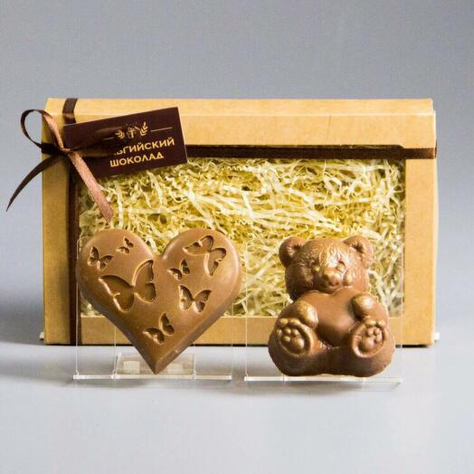 FIGURAS de chocolate 2en1 "corazón con MARIPOSAS + OSO con CORAZÓN"