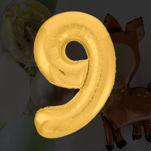 Шар-цифра "9" золото