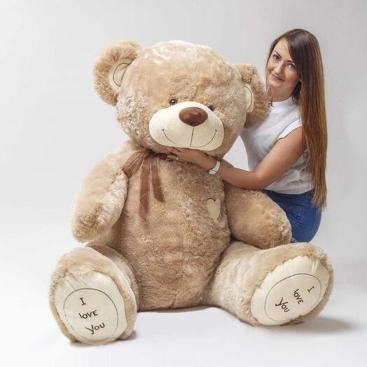 185см I love you бежевый большой мишка