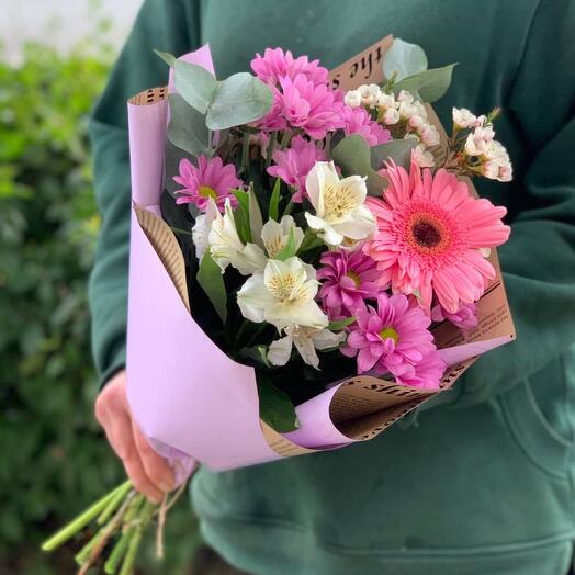 Авторский букет 💐 с герберой (E038)