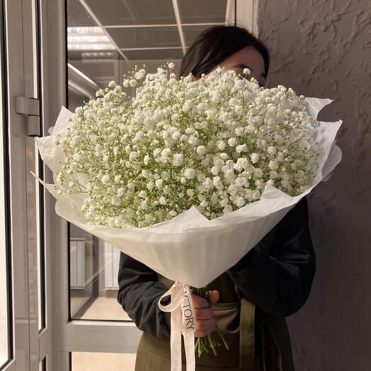 Букет из 9 белых гипсофил (диаметр 35см)