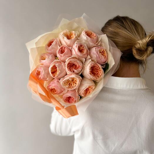 Bouquet of 15 peony-shaped roses Juliet