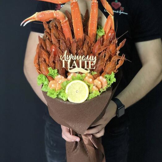 Букет из раков, креветок и стригуна, мужской букет, съедобный букет, вкусный букет N5