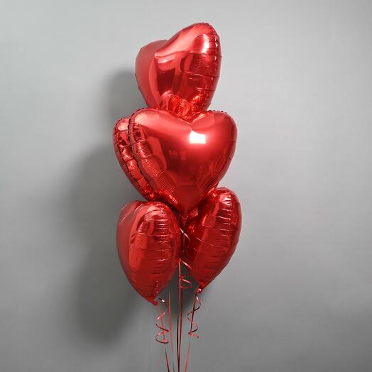 Set of balloons with helium "Five hearts"