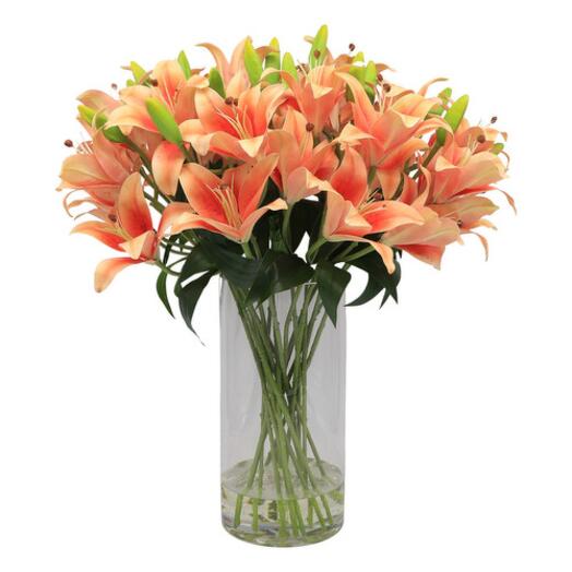 Sweet Orange Lily with Glass Vase