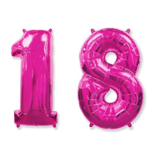 Гелиевые шары "18", цвет фуксия