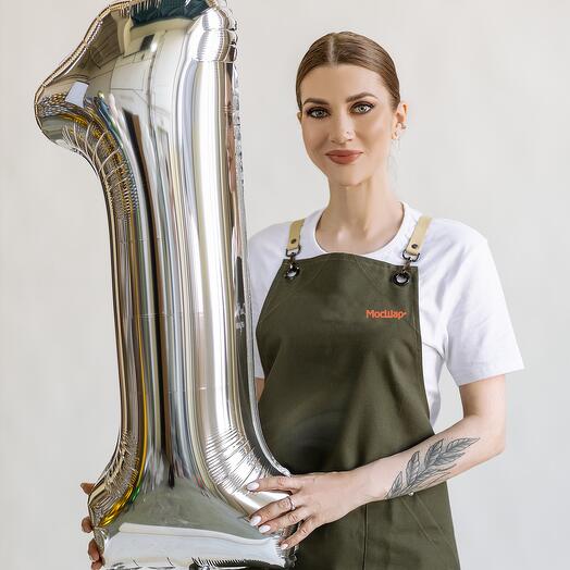 Balloon number 1 silver with helium - 100cm