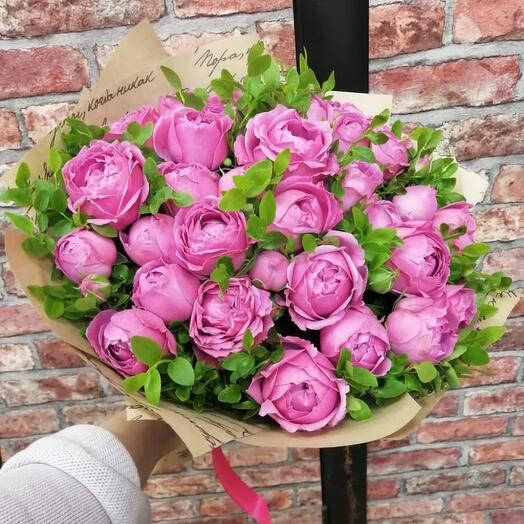 Bouquet of bush Peony roses Misty Bubbles 11 pcs