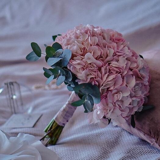 Bridal bouquet of pink hydrangea