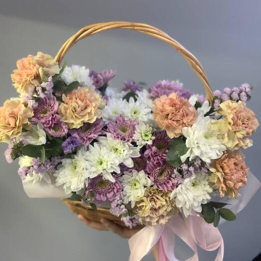 Flowers in a wicker basket