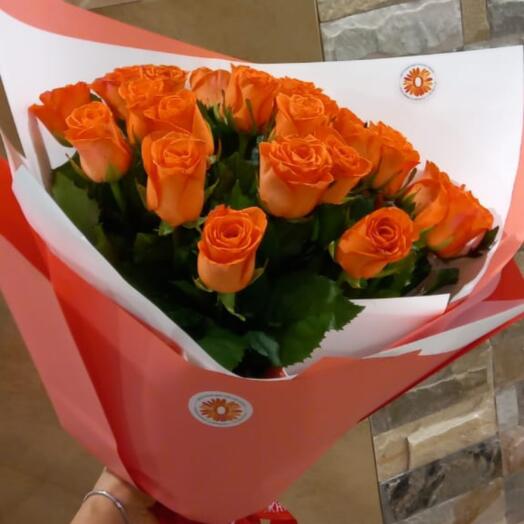 Букет 25 оранжевых роз от Оранж Алматы