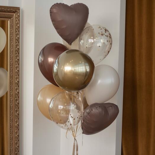 Связка шаров для него на грузике «Грильяж» | 10 шаров