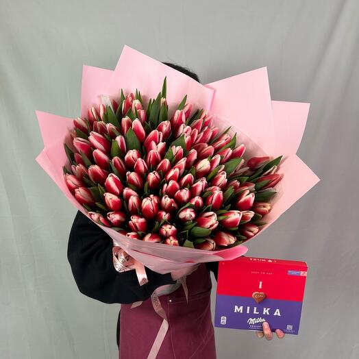 101 премиум тюльпан + милка