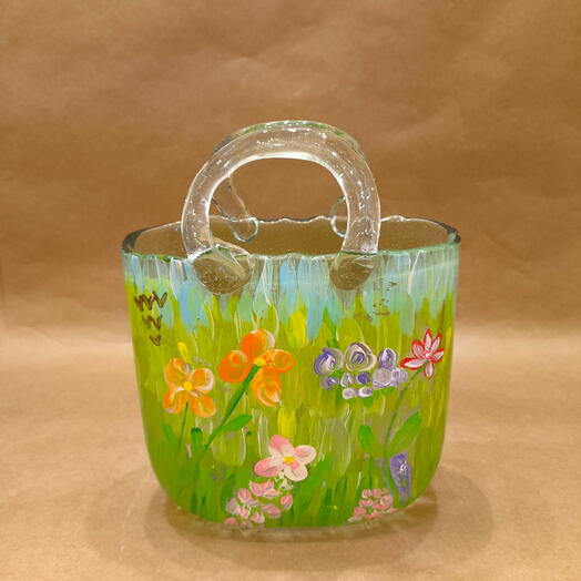 High Quality Glass Vase Art Hand Painted - V003