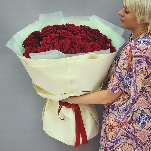 БАРХАТ - МоноБукет! 23 шт. Красные розы Эквадор 80 см