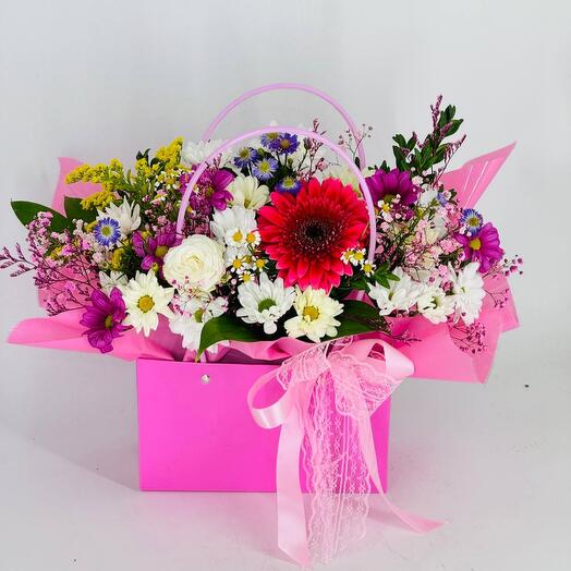 Flowers in a handbag