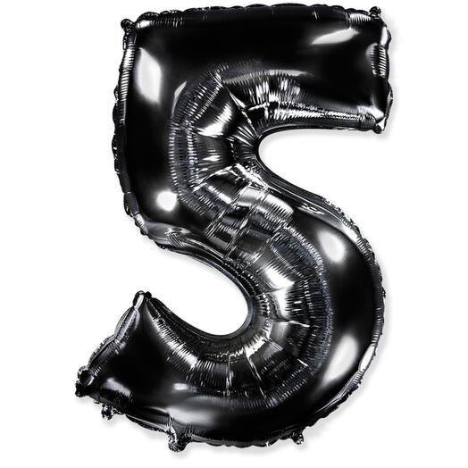Воздушный шар "Цифра 5" черная