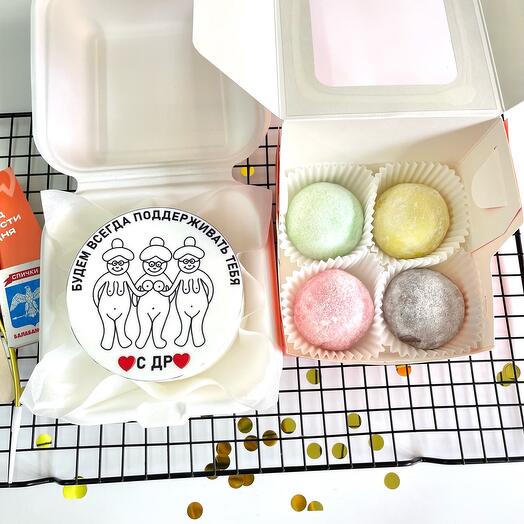 Бенто торт на день рождения подруге/сестре  с набором моти