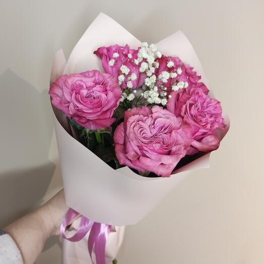 Букет С Любовью 💓 Малиновые пионовидные розы
