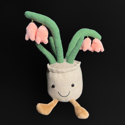 Мягкая игрушка в подарочном пакете Цветок в горшке Колокольчик Розовый