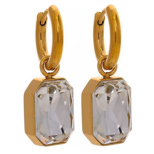 Colgantes de oro Sergi Congo HIGHLIGHT con circones beige en forma de rectángulo