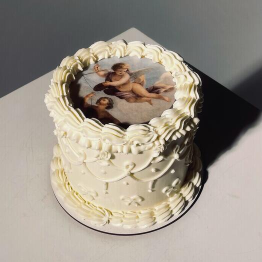 Торт винтажный в стиле ламбет с ангелами