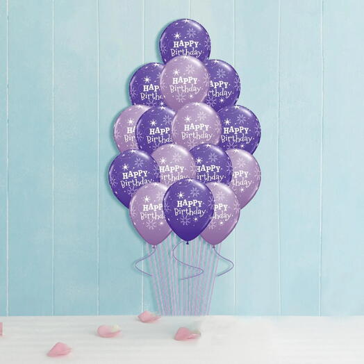 15 Purple Birthday Sparkle Balloons