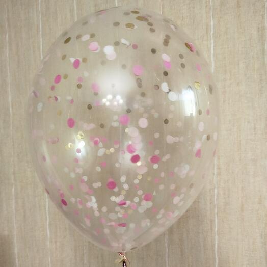 Шар с конфетти, 35см, с обработкой на ленточке