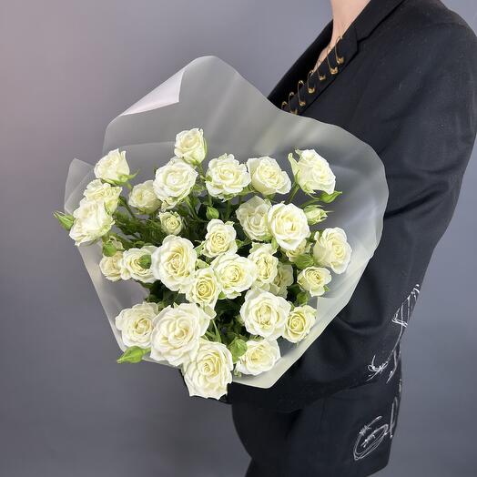 Монобукет из 7 белых кустовых роз