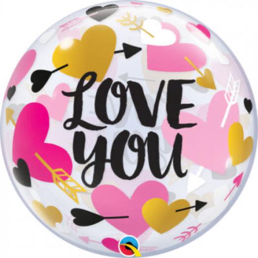 Шар прозрачный «love you»
